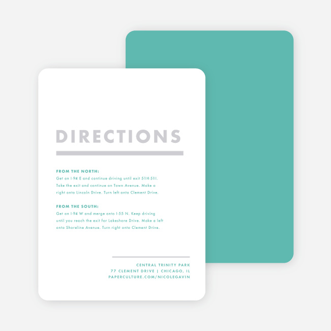 Today’s Modernist Wedding Direction Cards - Green