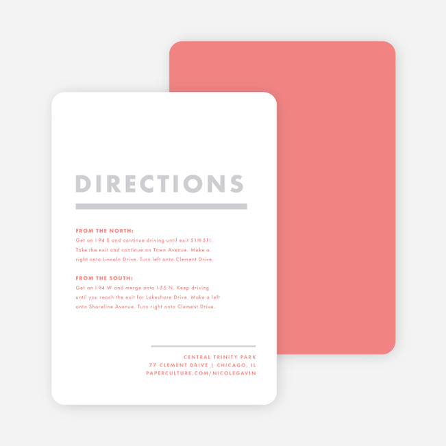 Today’s Modernist Wedding Direction Cards - Pink