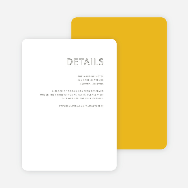 Color Up Wedding Direction Cards - Yellow
