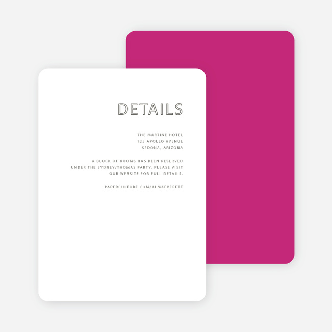 Color Up Wedding Direction Cards - Pink