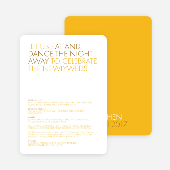 All Caps Wedding Menus - Yellow