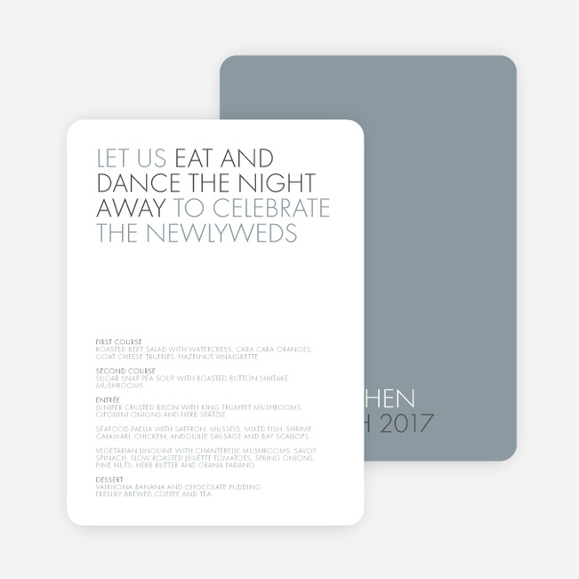 All Caps Wedding Menus - Gray