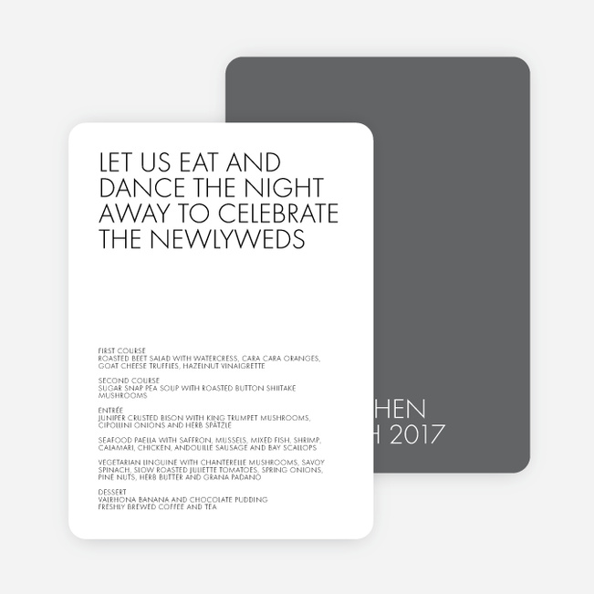 All Caps Wedding Menus - Gray