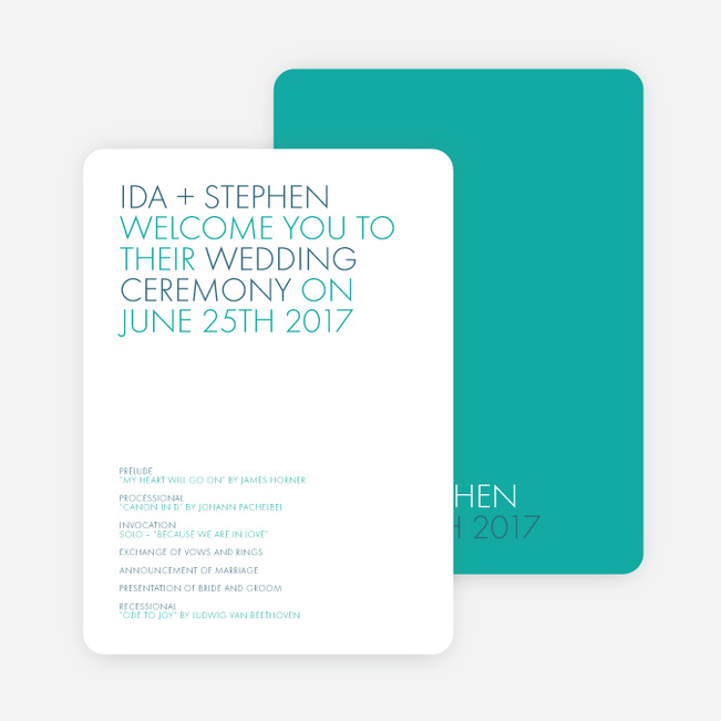 All Caps Wedding Programs - Green