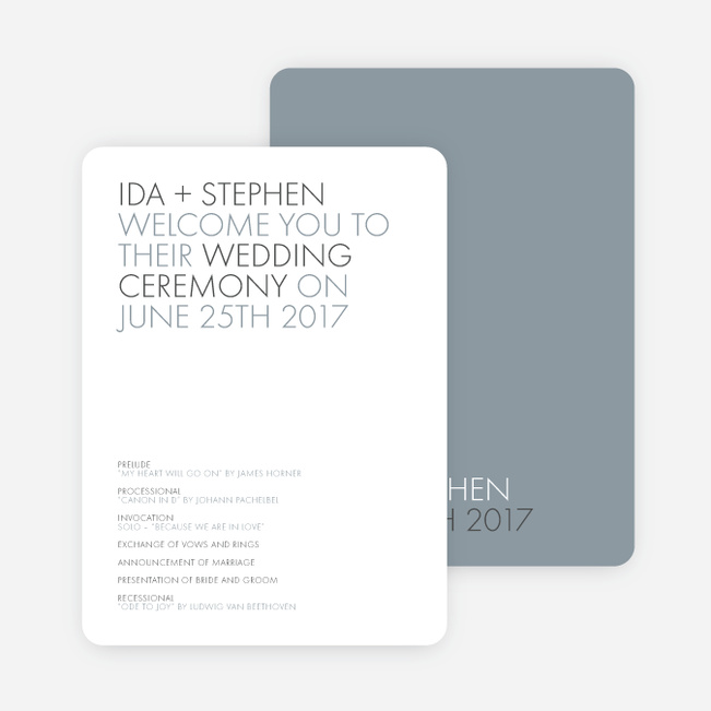 All Caps Wedding Programs - Gray