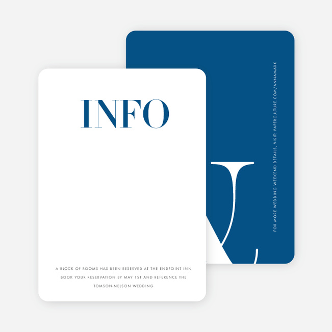 Ampersand Wedding Direction Cards - Blue