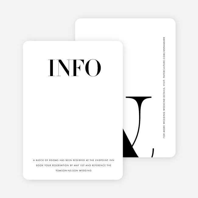 Ampersand Wedding Direction Cards - Black