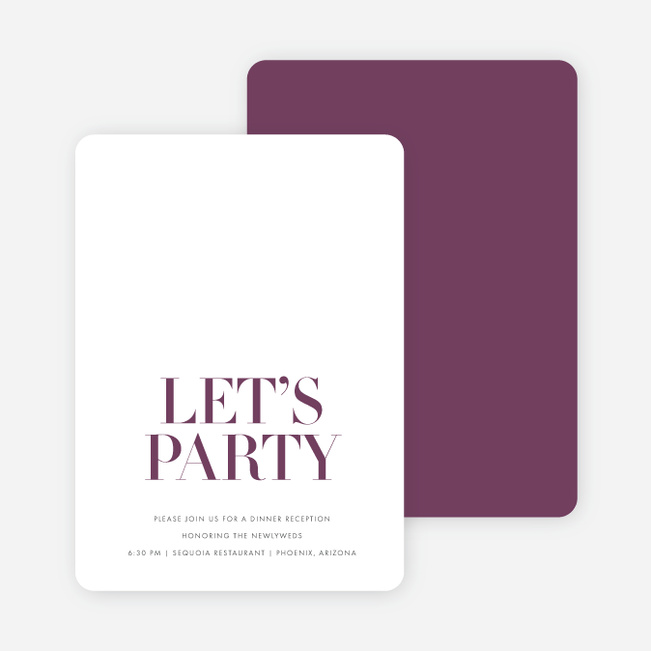 Ampersand Wedding Reception Cards - Purple
