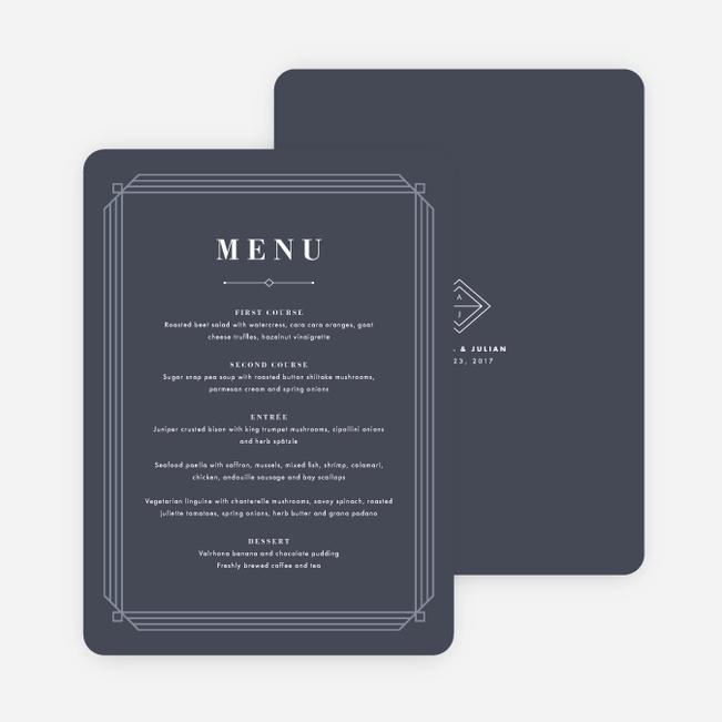 Art Deco Wedding Menus - Blue