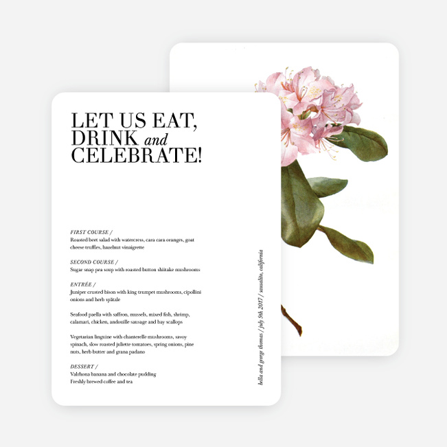 Botanical Bliss Wedding Menus - Black
