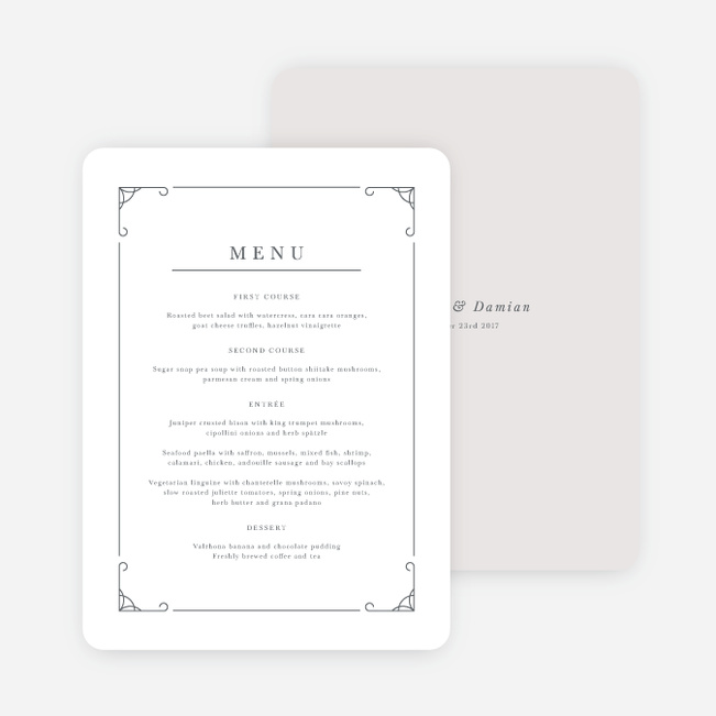 Classically Chic Wedding Menus - Gray