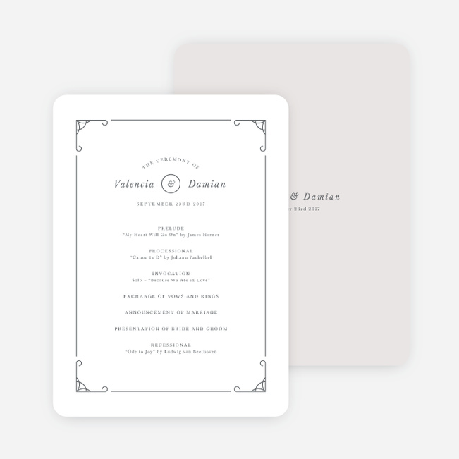Classically Chic Wedding Programs - Gray