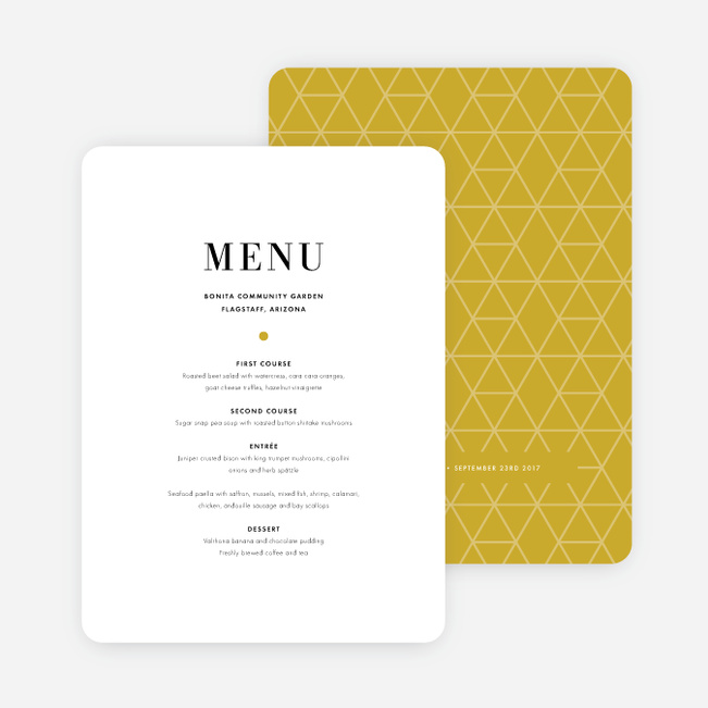 Converging Paths Wedding Menus - Yellow