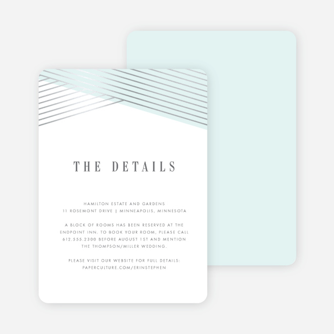 Diagonal Chic Wedding Direction Cards - Blue