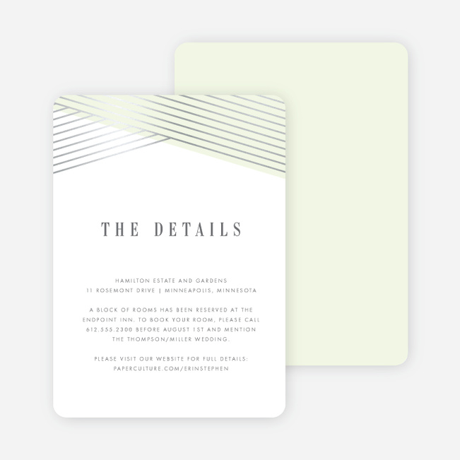 Diagonal Chic Wedding Direction Cards - Green