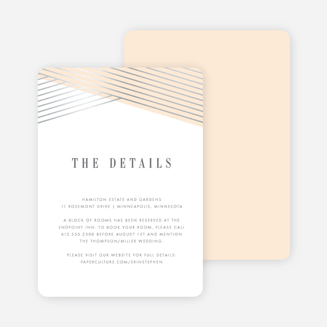 Diagonal Chic Wedding Direction Cards - Orange