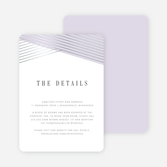 Diagonal Chic Wedding Direction Cards - Purple