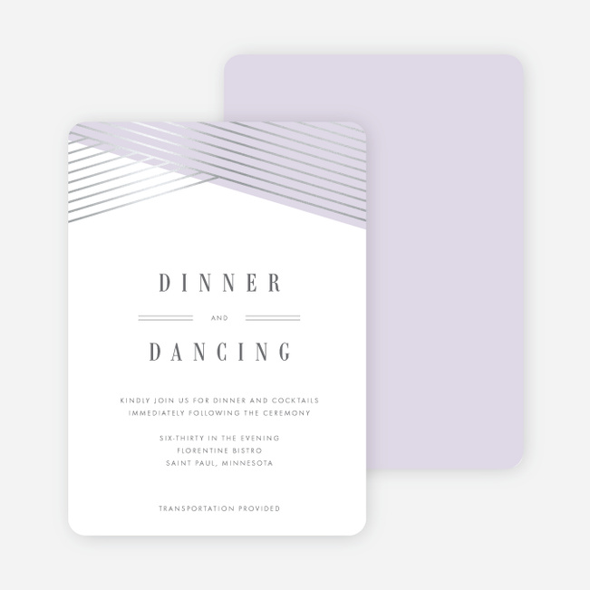Diagonal Chic Wedding Reception Cards - Purple