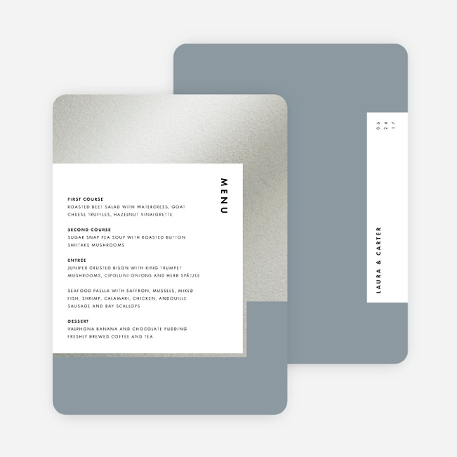 Foil Blocks Wedding Menus - Blue