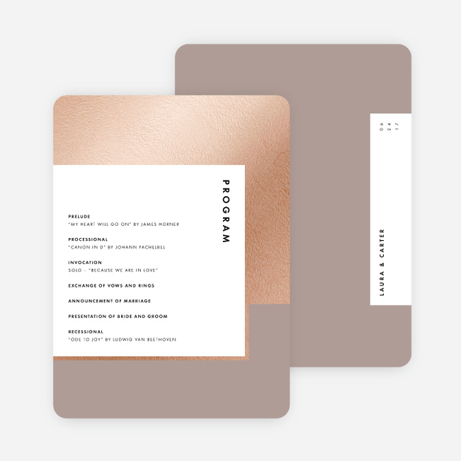 Foil Blocks Wedding Programs - Gray