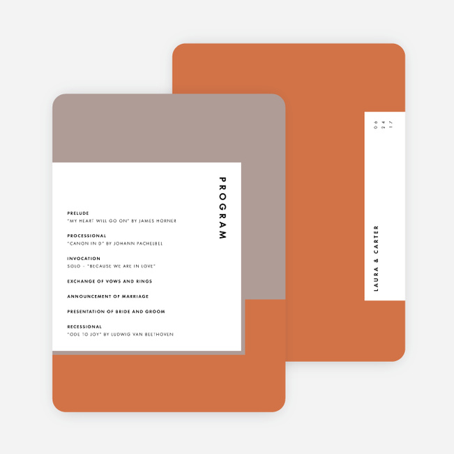 Foil Blocks Wedding Programs - Orange