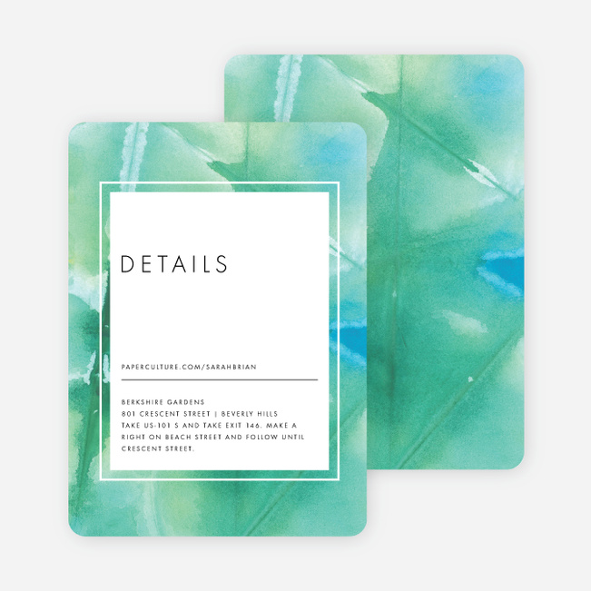 Infused Watercolors Wedding Direction Cards - Green