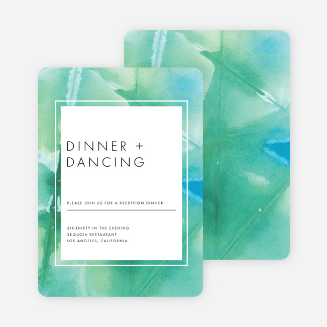 Infused Watercolors Wedding Reception Cards - Green