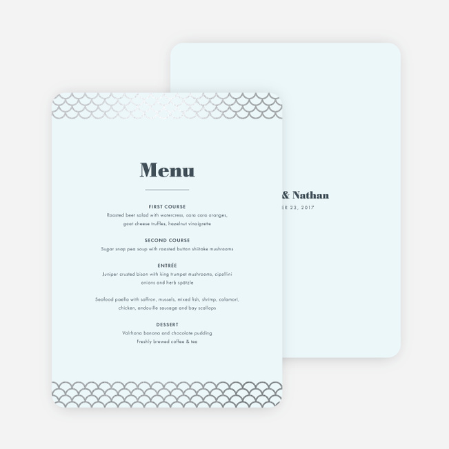 Making Waves Wedding Menus - Blue