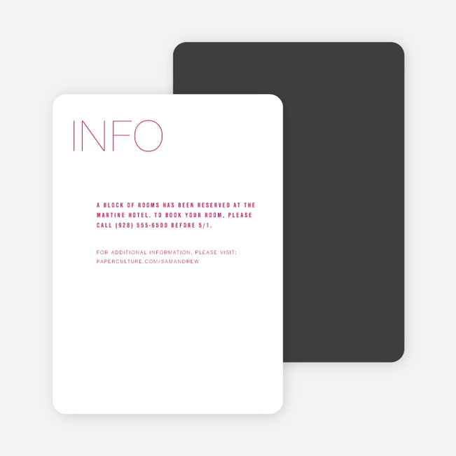 Simply Type Wedding Direction Cards - Pink