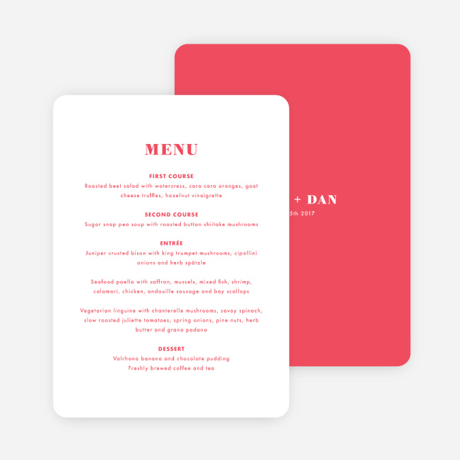 Simply Type Wedding Menus - Red