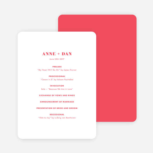 Simply Type Wedding Programs - Red