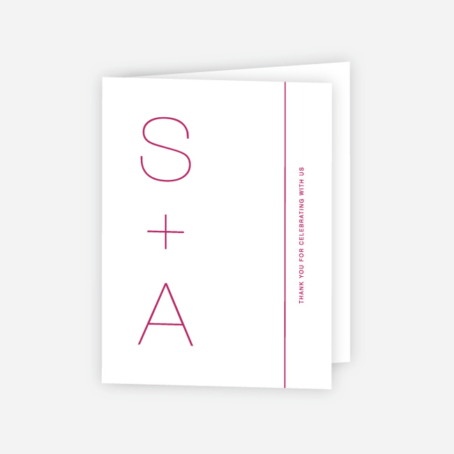 Simply Type Wedding Thank You Cards - Pink