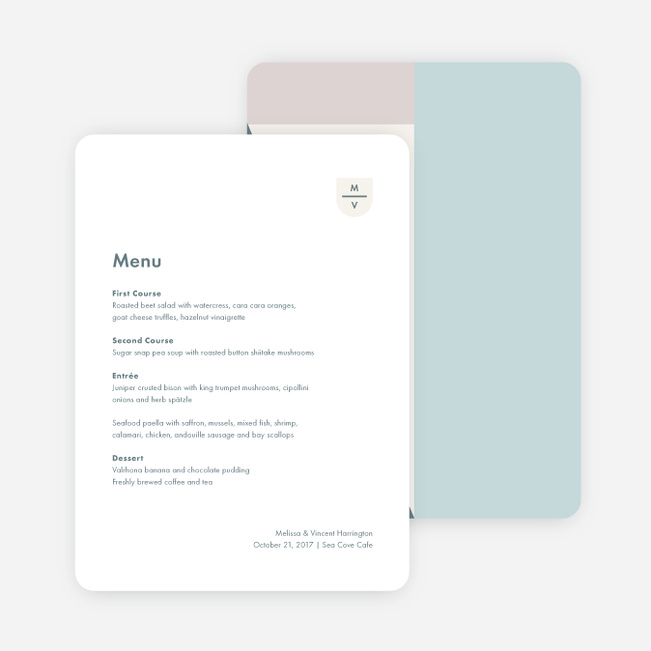 Taking Shape Wedding Menus - Blue