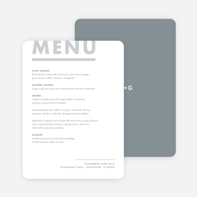 Today’s Modernist Wedding Menus - Gray