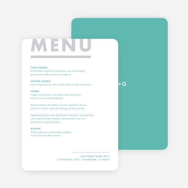 Today’s Modernist Wedding Menus - Green