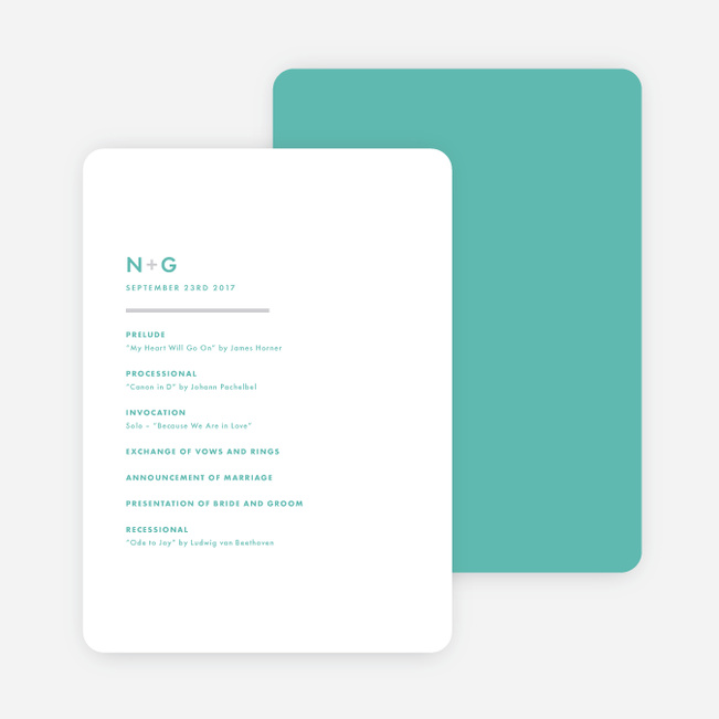 Today’s Modernist Wedding Programs - Green