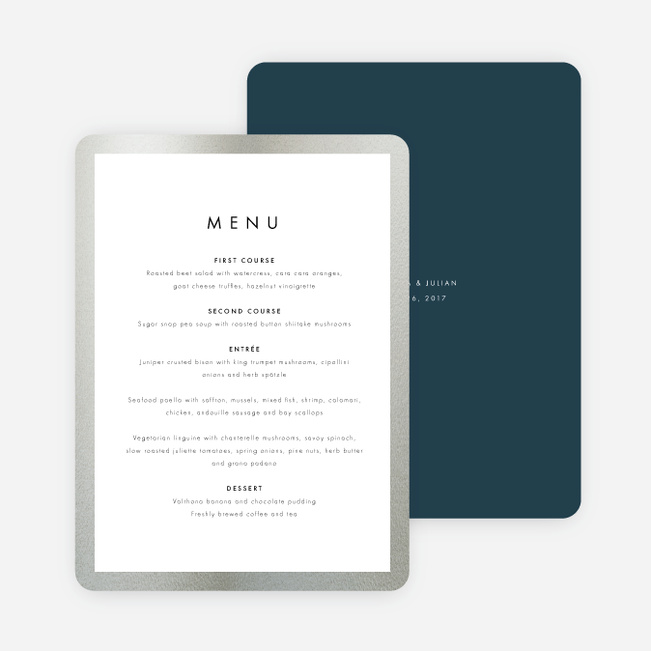 Wedding Frame of Mind Wedding Menus - Blue