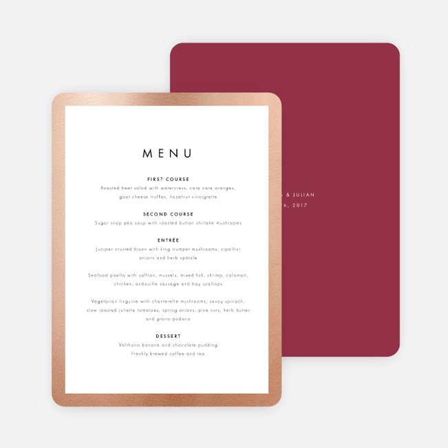 Wedding Frame of Mind Wedding Menus - Red