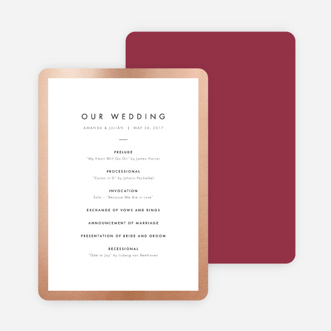 Wedding Frame of Mind Wedding Programs - Red