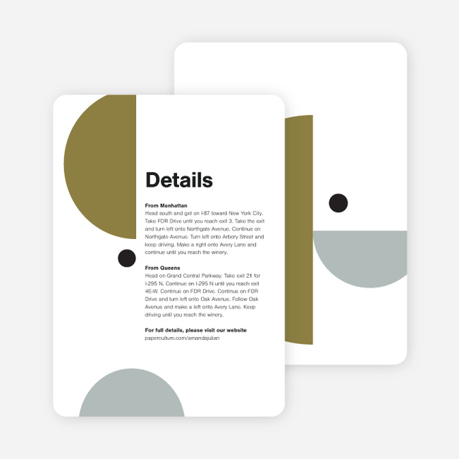 Shape Art Wedding Direction Cards - Green