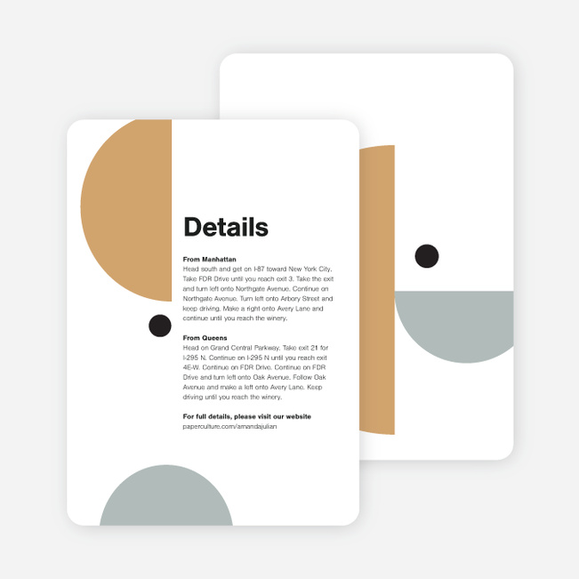 Shape Art Wedding Direction Cards - Brown