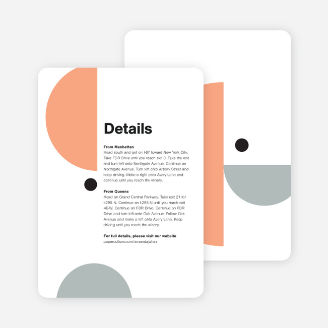 Shape Art Wedding Direction Cards - Orange