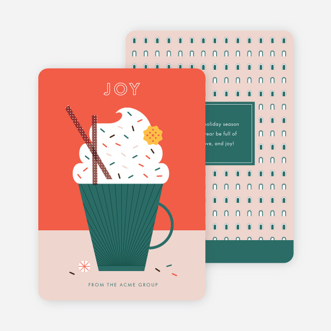 Hot Cocoa Cheers Corporate Holiday Cards - Red