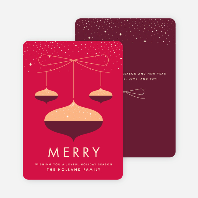 Merry Ornaments Family Christmas Cards - Red