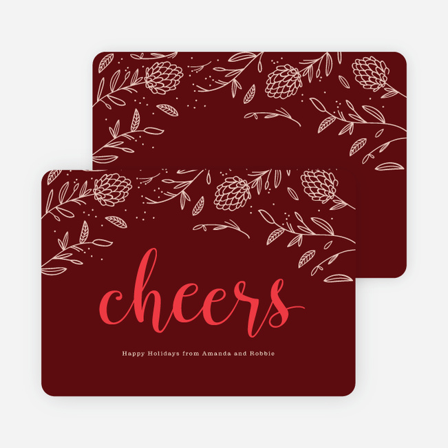 Pinecone Details Holiday Cards - Red