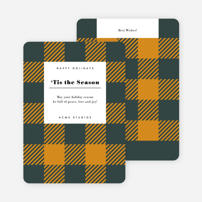 Seasonal Plaid Corporate Holiday Cards - Yellow