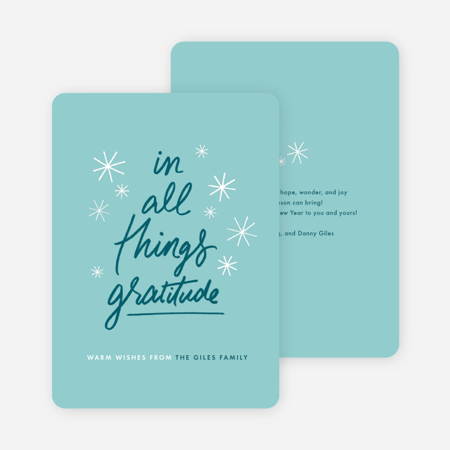 Be Thankful Family Holiday Cards - Blue