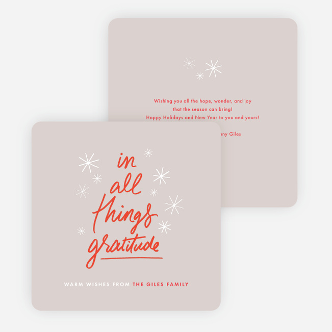 Be Thankful Family Holiday Cards - Red