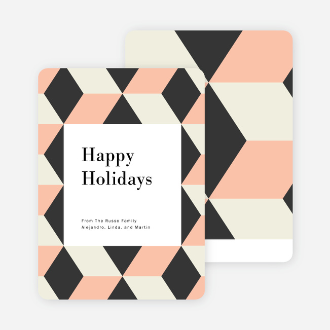 Tile Patterns Holiday Cards - Pink