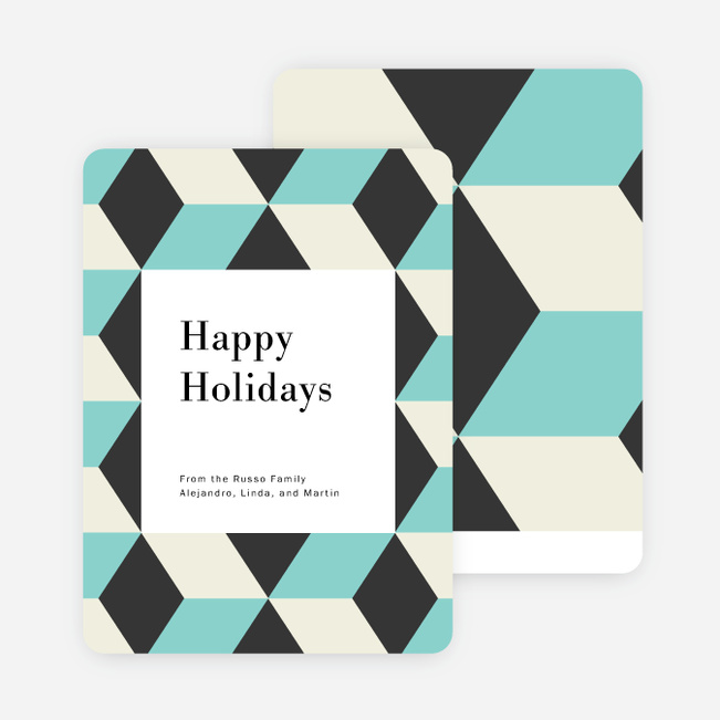 Tile Patterns Holiday Cards - Blue